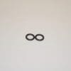 Two black rubber rings on white background.