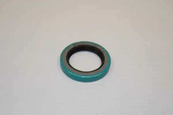 A blue ring is sitting on top of the table.