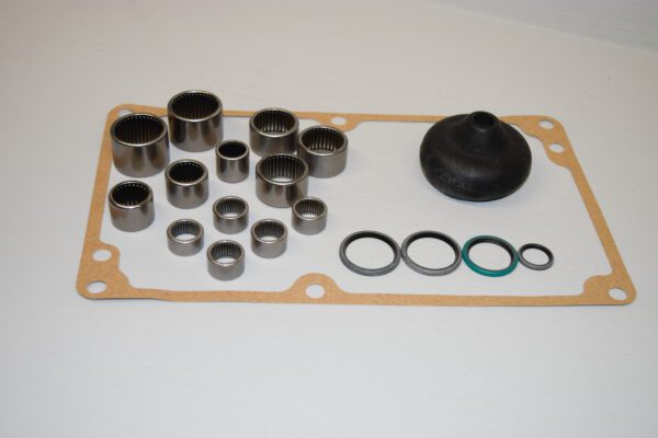 A group of bearings and seals on top of a table.