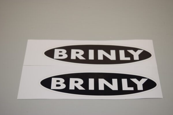 Two Brinly Decals - Large (Qty 2) with the word brinly on them.