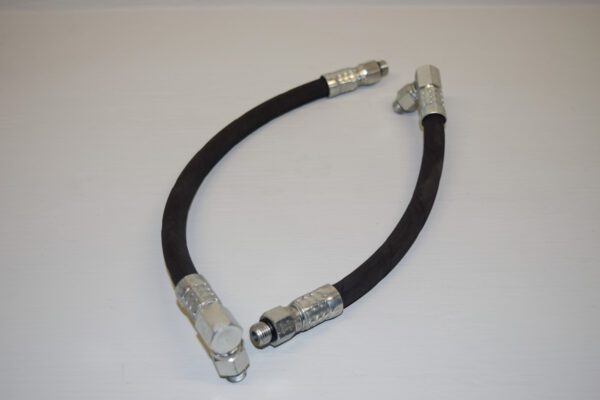 A pair of Cylinder Replacement Hydraulic Hoses on a white surface, suitable for C-160 Wheel Horse.