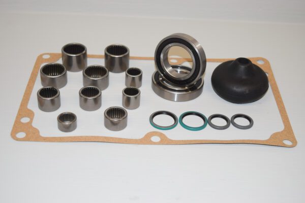 A group of bearings and other parts on top of a table.
