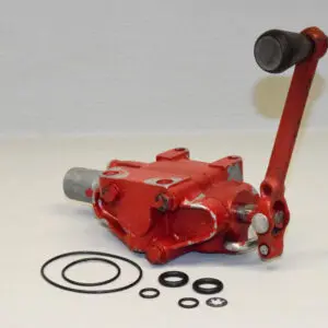 A red pump with some black and white rubber parts