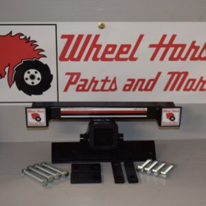 A black and red sign with some metal parts