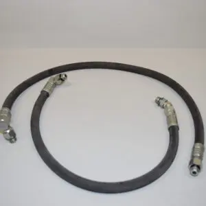 A pair of black rubber hoses with an extension hose attached to the ends.