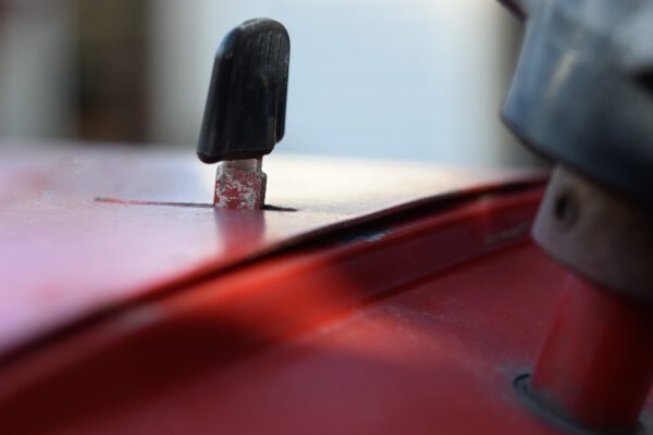A close up of the top of a car.