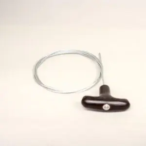 A black handle and wire on white background